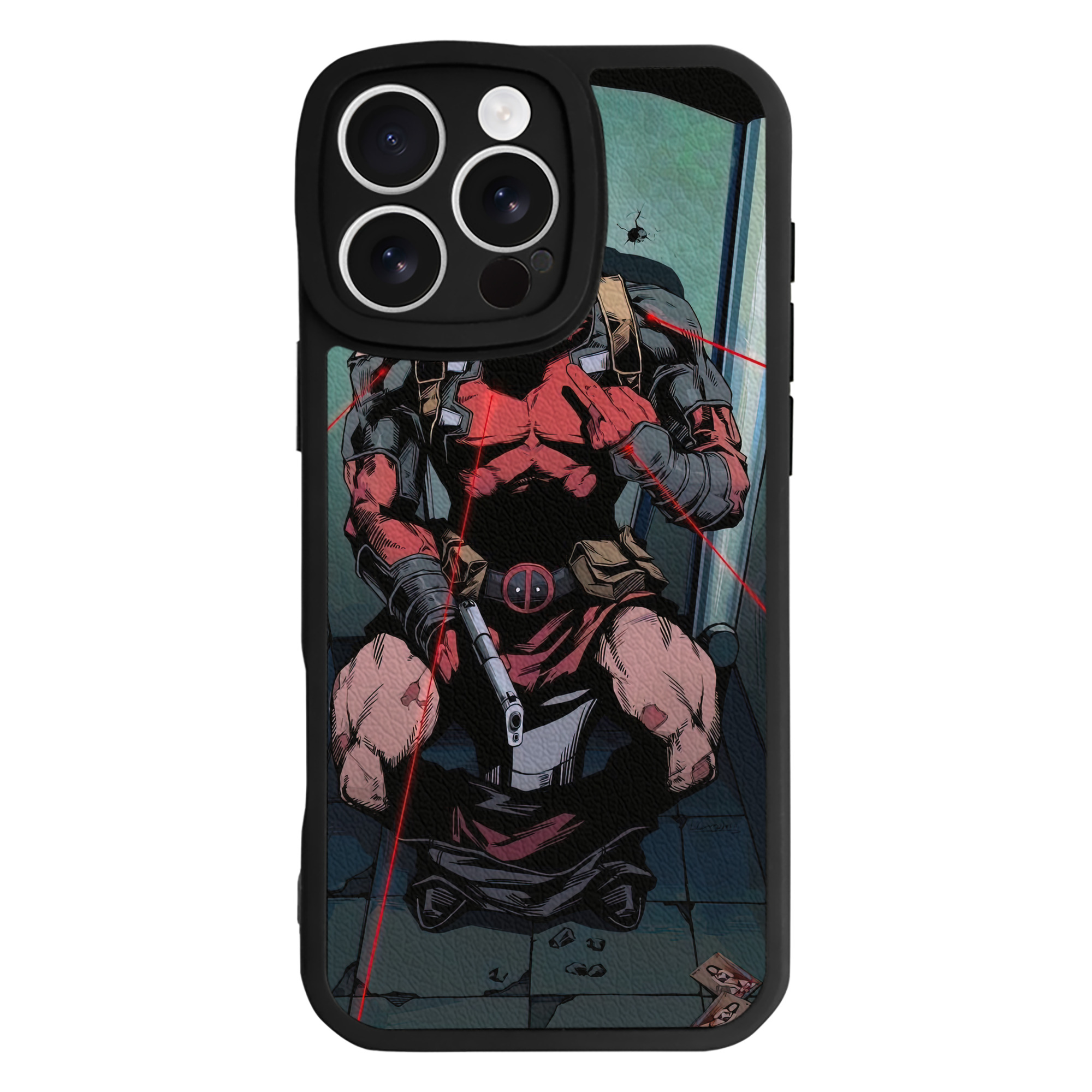 （画像用） Deadpool デッドプール 【iPhone 16シリーズ対応】シリコンスマホケース（レザー調） 材質：シリコン